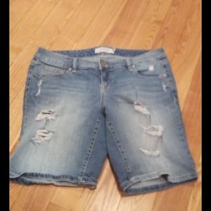 Torrid Blue Distressed Jean Shorts